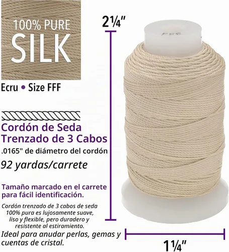 Vista 4 de The Beadsmith Cordón de seda pura – 16 colores surtidos, tamaño E (0.325 mm/0.0128"), 200 yardas, carretes de 1/2 oz
