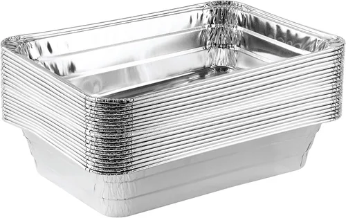 Vista 12 de PLASTICPRO Moldes desechables de papel de aluminio para llevar de 5 LB de 7'' X 10'' X 3'' pulgadas, moldes para hornear - utensilios de cocina