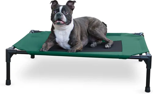 Vista 23 de K&H Pet Products Cuna para mascotas original elevada para perros, malla azul/negra, pequeña, 22 x 17 x 7 pulgadas