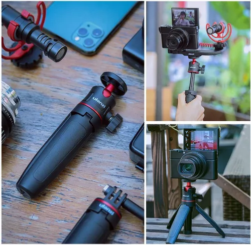 Vista 3 de MT-08 Mini trípode negro para cámara, trípode universal de tornillo de 1/4 pulgadas compatible con DJI OSMO Pocket 3/Insta 360 x 5/OSMO