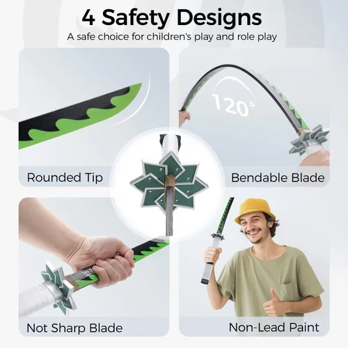 Vista 3 de Cold Blade Espada Katana de demonio, réplica de Katana de anime de 41 pulgadas con cinturón y soporte, espada duradera perfecta para cosplay, espada