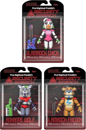 Vista 2 de Funko Action Figure - Five Nights at Freddys - Security Breach - Glamrock Freddy Roxanne Wolf Glamrock Chica - Set of 3 Figures