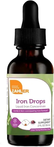 Zahler Gotas de hierro, concentrado de hierro líquido, fórmula de hierro suave y sin estreñimiento, 2 onzas líquidas.