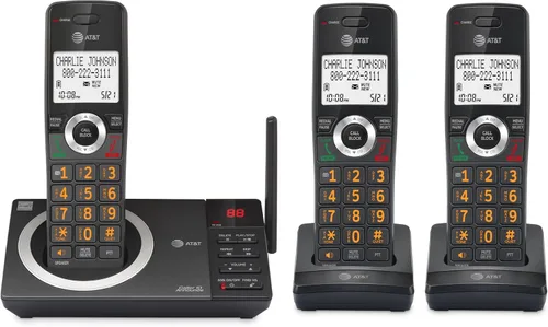 Vista 18 de AT&T DECT 6.0 Teléfono doméstico con cable o inalámbrico con 1 auricular y contestador, bloqueador de llamadas inteligente, identificación