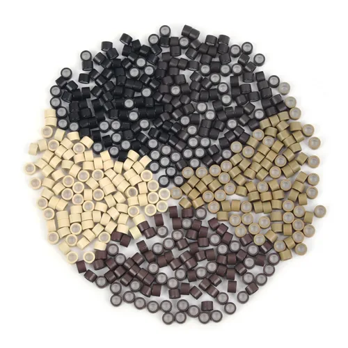Vista 33 de Vlasy 100 Piezas Cuentas de Nano Anillo con Forro de Silicona para Extensiones de Cabello Humano con Nano Anillo 5 Colores Opcionales (Negro)