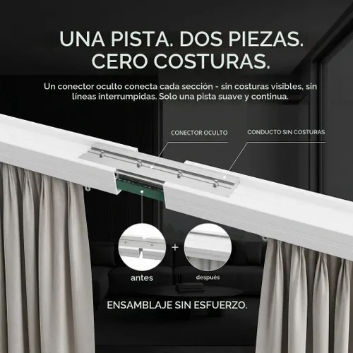 Vista 2 de Quoya QL600 - Riel inteligente para cortina eléctrica, motor motorizado, longitud de riel ajustable, compatible con Alexa, Google, Siri, Apple Watch