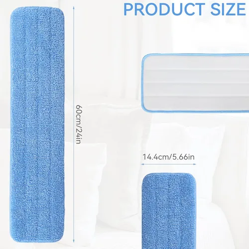 Vista 6 de Reemplazo de almohadillas de microfibra para cabezal de mopa comercial Rubbermaid de 24 pulgadas - Juego de 8 recambios de limpieza comercial húmeda