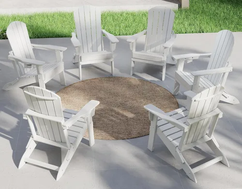 Vista 47 de Plawdlik Silla plegable Adirondack, probada por SGS, con textura de madera y portavasos, resistente a todo tipo de clima, de HDPE, cómoda