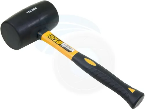 Vista 3 de TOLSEN Mazo de goma grande de 32 onzas, martillo de goma negro resistente con mango de goma de fibra de vidrio, agarre suave, diámetro de cabeza