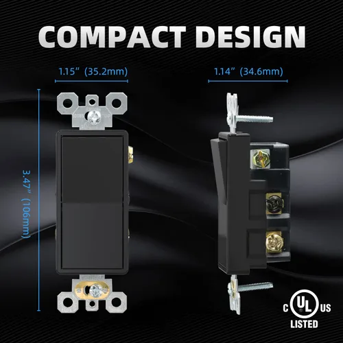 Vista 3 de ELEGRP Interruptor de luz decorativo de 4 vías, 15 amperios, 120-277 voltios, interruptor de pared basculante decorativo de CA de repuesto