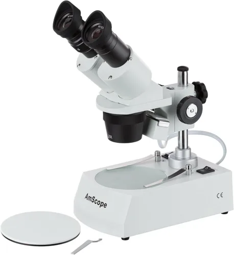 Vista 8 de AmScope Microscopio estéreo binocular delantero SE306R-PZ, oculares WF10x y WF20x, aumento 10X-80X, objetivos 2X y 4X, fuente de luz halógena
