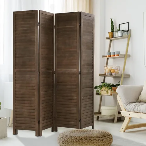 Divisor de habitación de 4 paneles, pantalla de privacidad de madera, divisor de pared interior de 5.75 pies, pantalla de división portátil,