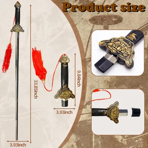 Vista 2 de Espada telescópica retráctil de polímero simple, espada china de Kung Fu Taichi, espada mágica de práctica y actuación, espada para cosplay