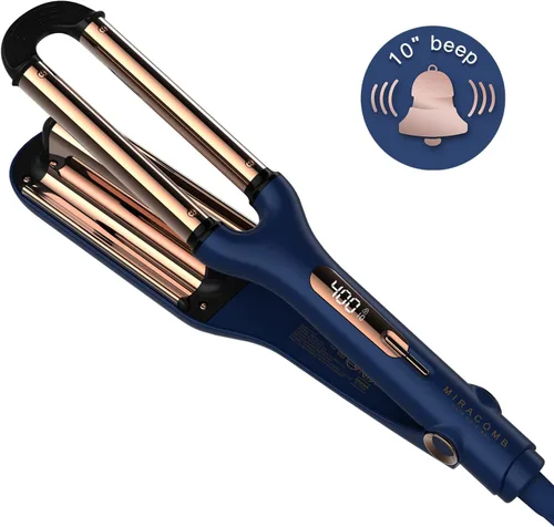 Vista 7 de MIRACOMB Hierro ondulado profundo de titanio, tecnología iónica, ajustes de calor digitales, apagado automático, doble voltaje