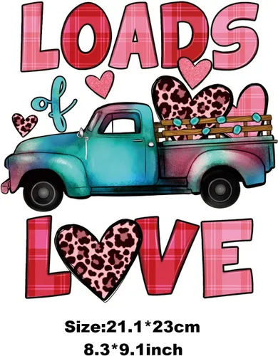 Vista 6 de Calcomanías termoadhesivas de San Valentín, 6 hojas de bonitos patrones de San Valentín para transferencia de calcomanías para mujeres y niñas