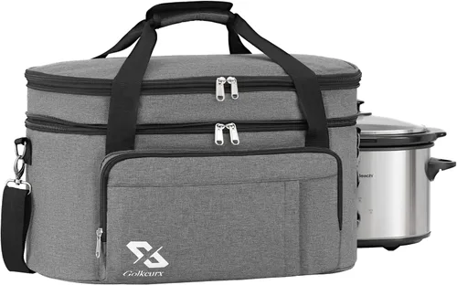 Vista 7 de Bolsa para olla de cocción lenta de doble capa Golkcurx para ollas ovaladas CrockPot de 6-8 cuartos y modelos Hamilton Beach, con correa ajustable