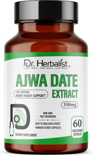 Dr. HERBALIST Extracto de dátiles Ajwa 350mg - 60 cápsulas | Sin OMG | Absorción rápida | Vegetariano