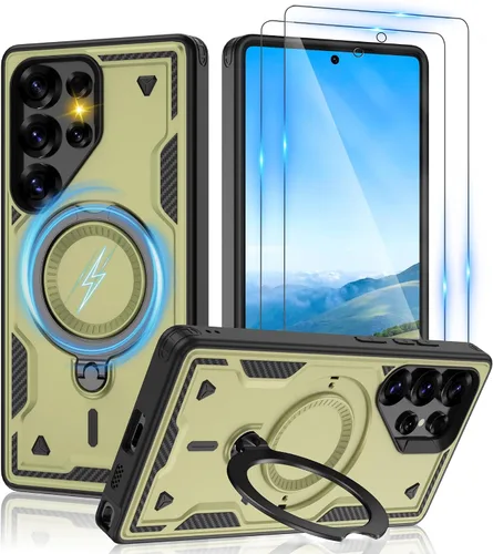 Vista 78 de Gritup fro Funda para Google Pixel 9A, funda protectora magnética de grado militar compatible con Mag-Safe, 2 protectores de pantalla HD, soporte