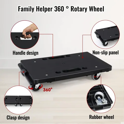 Vista 4 de Carrito para Muebles, Carrito de Transporte de 4 Ruedas Resistente, 16in-11in, Capacidad de 500lbs, Transportadores de Muebles con Ruedas, Carrito