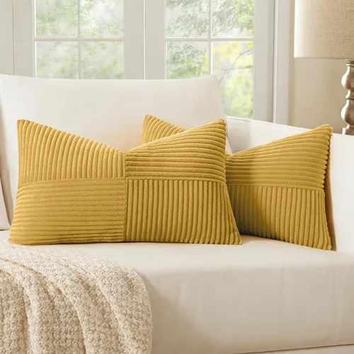 Vista 65 de MIULEE - Juego de 2 fundas de pana suave para cojines, diseño bohemio con parches texturizados unicolor, almohadones decorativos para sala de estar