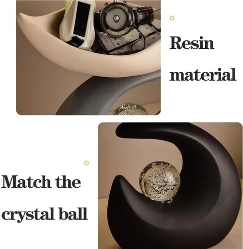 Vista 5 de Resin Figurine Key Holder Tray, Decorative Small Decorative Tray, Modern Decor Resin Storage for Entryway, Living Room or Office(Black)