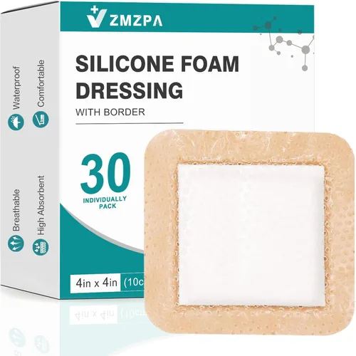 Vista 8 de 30 vendajes de espuma de silicona de 2 x 4 con borde suave, apósito súper absorbente para heridas, parches para úlceras de cama, vendajes