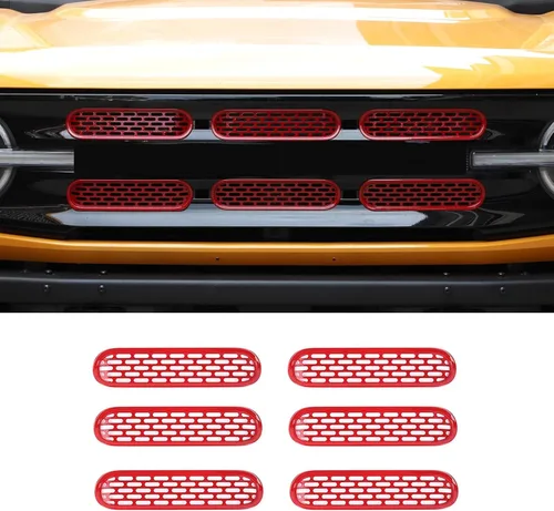 Vista 10 de Kit de 6 piezas de rejilla de malla para parrilla delantera, marco de cubierta, para Ford Bronco 2021-2024 de 2/4 puertas, accesorios exteriores