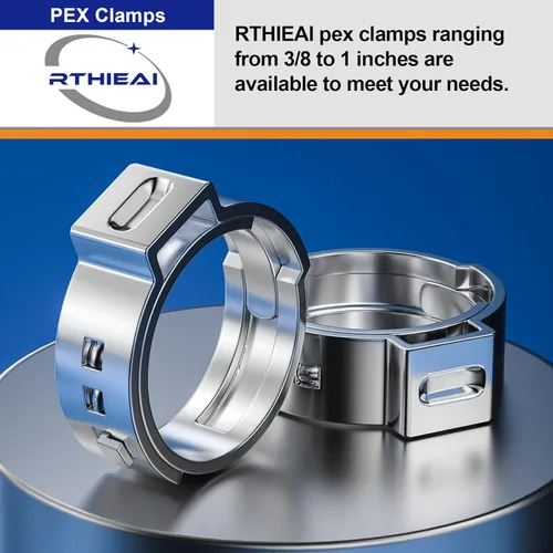 Vista 2 de Kit de anillos de abrazadera de cincha PEX (85 PIEZAS), 5 tamaños en 3/8" 1/2" 5/8" 3/4" 1", abrazaderas de manguera de una oreja de acero