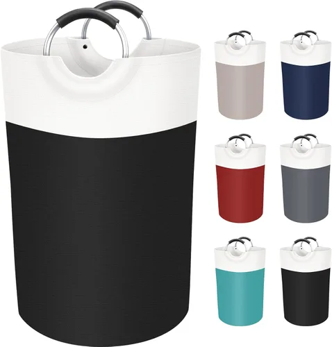 BlissTotes - Canasta de lavandería de 75 litros, cesta de ropa independiente, cesta de ropa sucia plegable, tela impermeable con asas de aluminio