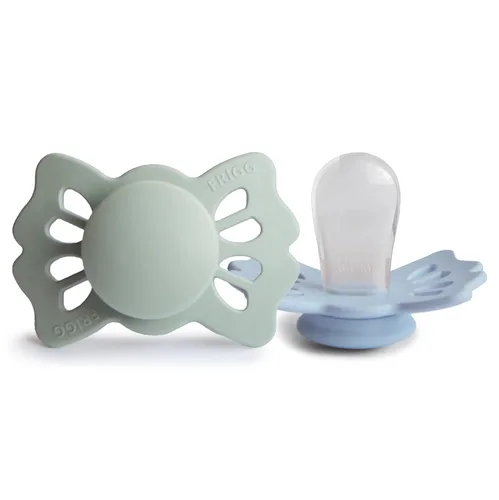 Vista 20 de FRIGG - Chupete de silicona Lucky Symmetrical SilkySoft para bebé, fabricado en Dinamarca, sin BPA (Gran gris/dorado miel, 6-18 meses)