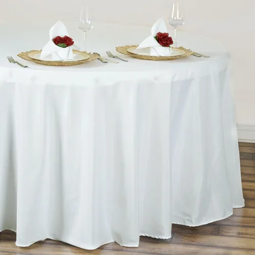 Vista 2 de tableclothsfactory 120" Ronda de Marfil poliéster mantel