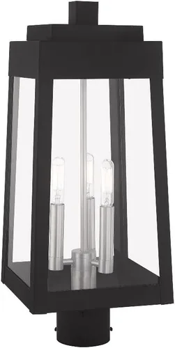Vista 6 de Livex Lighting 20856-07 Oslo - Linterna de poste superior de tres luces para exteriores, acabado de bronce con cristal transparente de 20.38 pulgadas