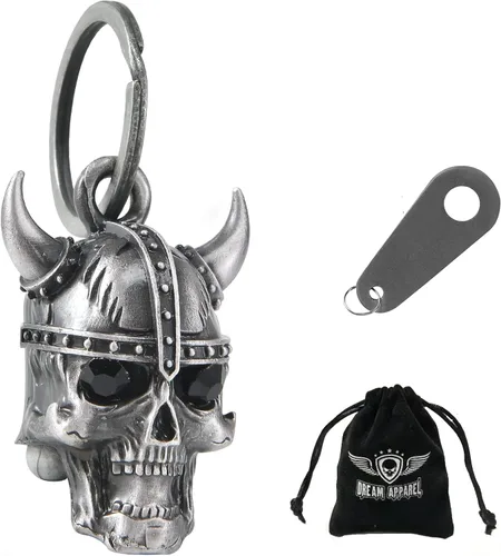 Vista 26 de Dream Apparel Campanas de motocicleta para motociclistas, accesorios de campanas pesadas y llavero para la suerte