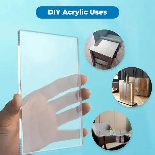 Vista 2 de Fab Glass and Mirror Hoja acrílica de plástico PET de 16 x 20 pulgadas de grosor para protección de estornudos, proyectos de manualidades, plexiglás