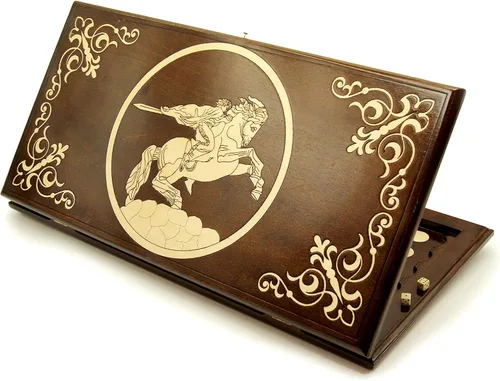 Vista 4 de WOODEN BACKGAMMON BOARD GAME Nardi Nardy checkers chess carving Engraving David Ornament hand made gift wood, plywood table game