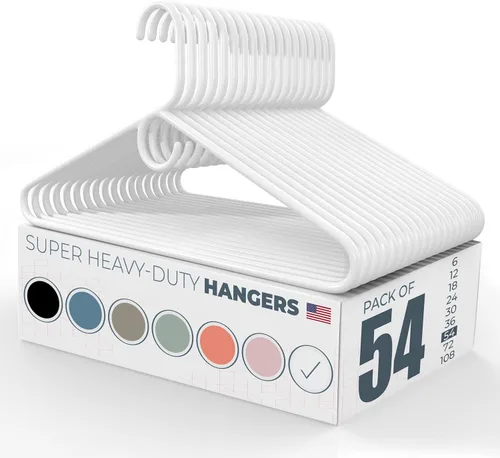 Vista 16 de Neaties Paquete de 6 perchas para ropa súper resistentes, fabricadas en los Estados Unidos, capacidad de 10 libras, perchas de plástico grueso