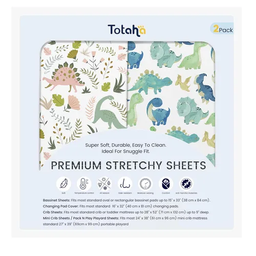 Vista 10 de TotAha Sábanas elásticas de alta calidad para moisés para bebé, sábanas cómodas y sedosas para cuna de 18 x 36 pulgadas para colchón ovalado
