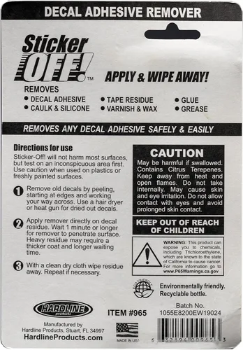 Vista 3 de Productos Hardline Sticker-Off! Líquido para eliminar calcomanías