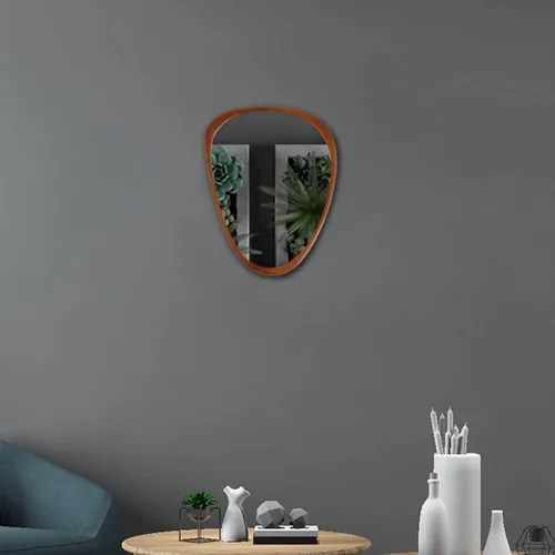 Vista 19 de Espejo de pared irregular de 15 x 12 pulgadas, espejo con marco de madera negra, espejo de pared asimétrico para sala de estar, dormitorio, baño