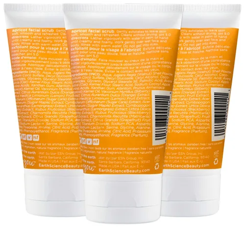 Vista 2 de EARTH SCIENCE - Exfoliante facial suave de albaricoque para todo tipo de piel (3 unidades, 4 onzas)