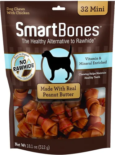 Vista 9 de SmartBones Rawhide-Free Peanut Butter Mini Bones 16 Count (Pack of 1)