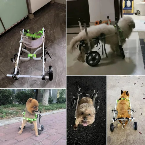 Vista 2 de Adjustable Small Pet Wheelchair for Dogs & Cats, Hind Leg Support, All-Terrain Tires, Easy Install Disabled Pet Stroller for Animals Up to 2.5kg