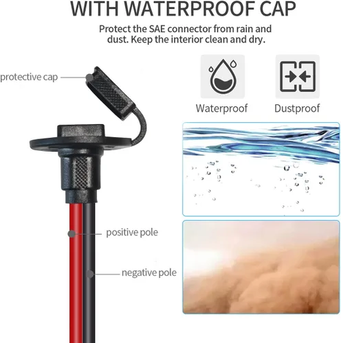 Vista 6 de ELFCULB Puerto de pared lateral SAE de 12 AWG a conector SAE, puerto de pared lateral solar, con fusible de 10 A, 15 A, 20 A, 25 A, compatible