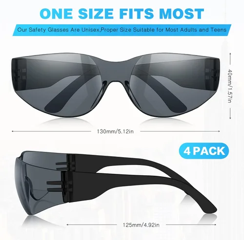 Vista 2 de WFEANG Gafas de seguridad transparentes, 4 pares de gafas protectoras para hombres y mujeres, ANSI Z87.1, protección ocular resistente a arañazos e