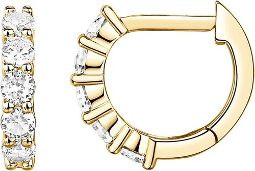 PAVOI Aretes de aro de plata de ley chapados en oro de 14 quilates con circonita cúbica para mujer