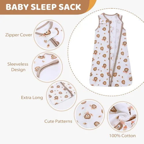 Vista 2 de Manta portátil para bebé de 0 a 12 meses, paquete de 2 sacos de dormir para bebé, TOG 0.5, saco de dormir ligero 100% algodón, saco de dormir