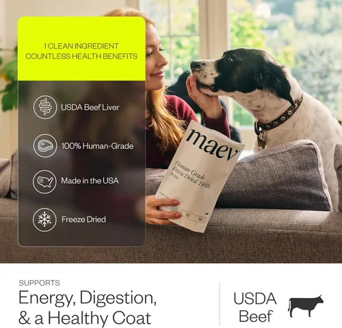 Vista 3 de Maev Golosinas de hígado de carne cruda liofilizadas de grado humano 100% certificado USDA de un solo ingrediente Snacks saludables para perros