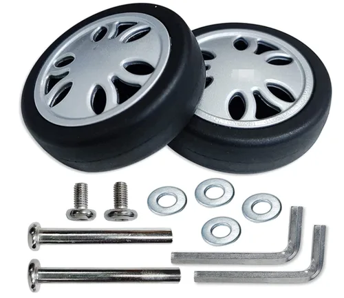 Ruedas de repuesto para maleta de equipaje, ruedas giratorias de goma, kits de reparación de rodamientos (2 unidades, 1.969 x 0.591 in), color negro