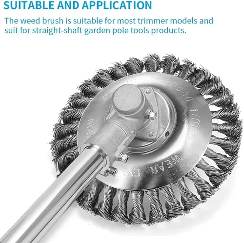 Vista 2 de Rueda de alambre de acero Cepillo de malezas de jardín Cortacésped Cortacésped Eater Trimmer Cepillo cortador Herramientas Jardín Hierba Trimmer