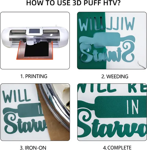 Vista 3 de Rollo de vinilo de transferencia de calor mate 3D Puff HTV de 12 pulgadas x 12 pies para planchar para camisetas de prensa de calor para todas